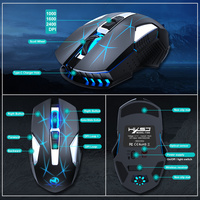 Souris de jeu RGB rechargeable HXSJ T300 2.4G 600mAh pour ordinateurs, rétroéclairée, 7 boutons, optique, filaire et sans fil, prix attractif