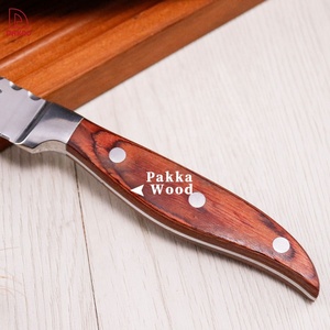 Fábrica de cuchillos Cuchillos de carne personalizados Juego de cuchillos de carne con mango de madera Pakka rojo Cubiertos de cena con caja de regalo exquisita de madera - Product Image 6