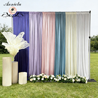 Ensemble de panneaux de rideaux modernes blancs en spandex extensible 4 directions avec support de tuyau pour décoration de toile de fond de mariage, événement, fête d'anniversaire