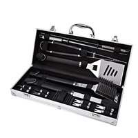 Ensemble d'outils de barbecue 16 pièces avec poignées en PP, en acier inoxydable robuste, pour camping en extérieur, accessoires de grill pliables