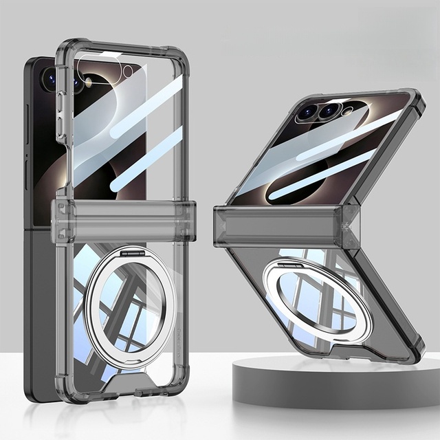 Foldable Hinge Four-Corner Airbag Protection case for Samsung Z Flip 8 360° Rotating Magnetic Ring Full Coverage Phone case