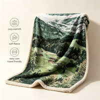Couverture en flanelle personnalisable avec motif de paysage de montagne pour pique-nique et jeté de canapé