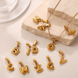 18K Gold Plated <b>Mini</b> <b>Bubble</b> Letter Pendants English Alphabet For Necklace Making Stainless Steel Middle Size - Product Image 3