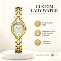 Montre élégante pour femme Besseron, boîtier ovale doré, montre à quartz analogique avec cadran en nacre et fermoir de bijoux tendance, 5 ATM