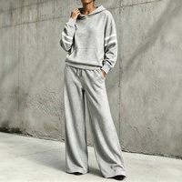 Ensemble de survêtement à capuche pour femme, doux, décontracté, deux pièces, tenue de détente pour tous les jours, style streetwear