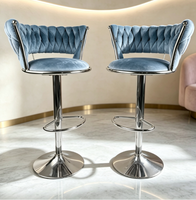 Tabouret de bar pivotant moderne en velours de style nordique, chaise réglable en hauteur avec repose-pieds pour comptoir de cuisine ou bar