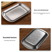 Plateau de service multifonctionnel en acier inoxydable épaissi pour barbecue, sushis, desserts et plats plats, qualité alimentaire coréenne, 50 pièces