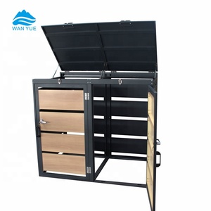 UV-resistant Metal Garden Garbage Storage Shed Outdoor Furniture Double Door Trash <strong>Bin</strong> <strong>Cover</strong> Cabinet - Product Image 2