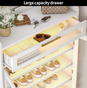 Zapatero con tira de LED y patas de metal, organizador de zapatos, gabinete de almacenamiento para <span class=keywords><strong>20</strong></span> pares, zapatero de madera de 5 niveles - Product Image 6