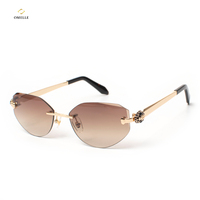 Articles promotionnels personnalisés Lunettes de soleil sans monture Diamond Cut Lens Premium Lunettes de soleil pour hommes