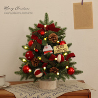 Nouvel ensemble de mini-arbre de Noël de bureau transfrontalier avec lumières, kit de matériel DIY