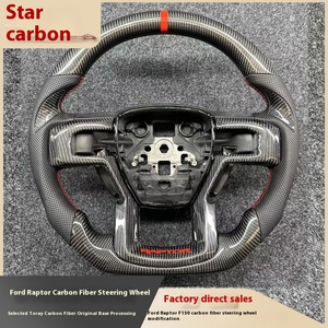 Volante de cuero de fibra de carbono de suministro de fábrica para <span class=keywords><strong>Ford</strong></span> Raptor F150 <span class=keywords><strong>Focus</strong></span> y Mustang accesorio de coche de comercio transfronterizo - Product Image 2