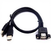 Kabel Ekstensi USB 2.0 Tembaga Berlapis Ganda USB A-ke-A Lubang Sekrup Pria Pemasangan Aman untuk Transfer Data Hard Drive Eksternal