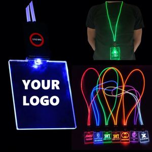 Lighting Wedding Decoration Neo Sign Rechargeable Usb <b>Flash</b> Promotional <b>Light</b> up Name Tag Badge Led Lanyard Acrylic Work Tag Bar - Product Image 1