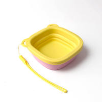 Bol pliable carré en silicone de qualité alimentaire pour animaux de compagnie, essentiel pour les voyages en plein air, bol pliable pour animaux de compagnie