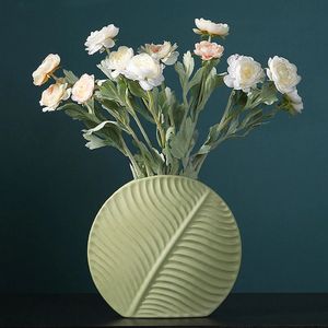 Jarrón de Cerámica con Forma de Hoja, Porta Ramos de Flores Artificiales, Decoración Moderna para el Hogar, Decoración de Mesa de Boda, Maceta de Cerámica - Product Image 5