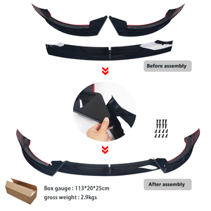 Kit de 3 lames de pare-chocs avant en ABS pour <span class=keywords><strong>Tesla</strong></span> <span class=keywords><strong>Model</strong></span> <span class=keywords><strong>Y</strong></span> 2018-2024, noir brillant, aspect carbone, séparateur de pare-chocs, protection de spoiler - Product Image 6