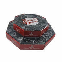 Emballage thermique jetable personnalisé avec logo, boîte à pizza/sushi octogonale en papier ondulé noir avec personnalisation en relief