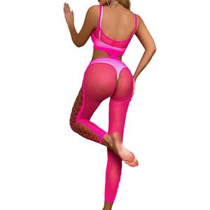 Сексуальное белье: колготки с открытой промежностью, боди-чулки, сексуальный ярко-розовый комбинезон-боди с вырезами, соблазнительный наряд - Product Image 3