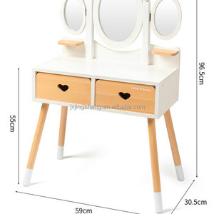 Mới nhất nóng bán trẻ em bằng gỗ bàn trang điểm Vanity tạo nên bảng với gương và phân - Product Image 3
