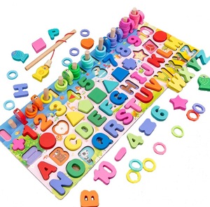 Montessori trẻ em bằng gỗ số hình dạng phù hợp với khối xây dựng giáo dục bận rộn Bảng câu đố trò chơi câu cá đồ chơi cho học tập - Product Image 2