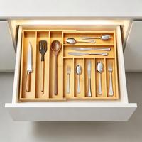 Organisateur de tiroir à couverts en bambou SpaceAid, durable, extensible, avec 10 emplacements pour ustensiles de cuisine