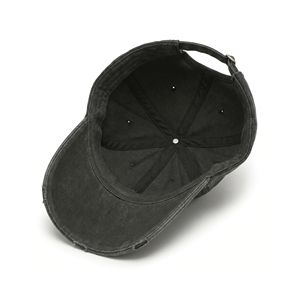 Gorra de Béisbol Personalizada con Serigrafía, Estilo Vintage, Negra, Desgastada, con Visera Desgarrada, Estilo Gótico, Urbana, Deportiva, OEM ODM - Product Image 3