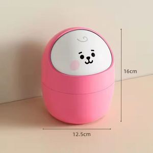 Small Desktop Storage Box Office <b>Desk</b> Organizer <b>Mini</b> Waste Can With Lid Cute Things Plastic Trash Bin Kawaii Custom Logo - Product Image 3