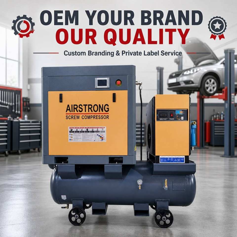 Low Noise Rotary Screw Air Compressor 62dB 5.5kW 300L Air Tank for ...