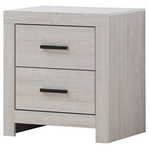Brantford Coastal White 2-<b>Drawer</b> Nightstand Modern Bedroom <b>Storage</b> <b>Drawer</b> Unit - Product Image 3