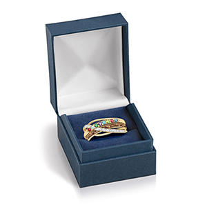 Anillo H101 de oro laminado de 18 quilates con gemas y cristales engastados en canal, y diamantes de imitación, para regalo unisex. - Product Image 3