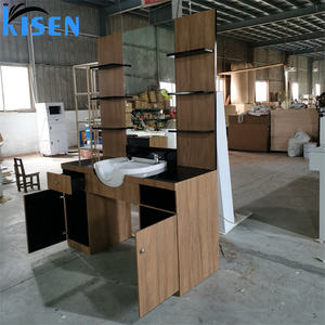 <span class=keywords><strong>Coiffeur</strong></span> salon de beauté équipement station de miroir avec bol salon de coiffure miroir en <span class=keywords><strong>bois</strong></span> salle de bain lavage main station - Product Image 2