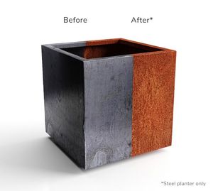 Grand pot de fleurs sphérique moderne en acier Corten, écologique, pour la maison et le jardin, à suspendre ou à poser au mur, finition rouille, sur mesure - Product Image 5