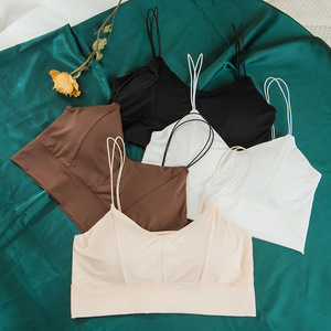 Bán Buôn Đồng Bằng Tinh Khiết Mềm Trường Thanh Niên Áo Ngực Một Mảnh Phụ Nữ Đồ Lót Thoải Mái <span class=keywords><strong>Spaghetti</strong></span> Dây Đeo Áo Ngực Lụa - Product Image 1