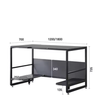 Bureau de jeu ergonomique moderne en métal et bois pour la maison, le bureau ou la chambre, table de jeu pour e-sport, bureau pour PC gamer