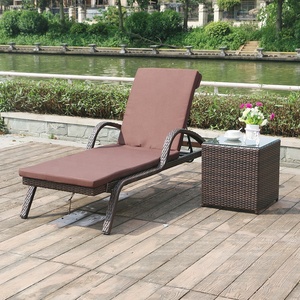 Fabricantes <span class=keywords><strong>Aluminio</strong></span> Daybed Balcón Rattan Marrón Ocio Moderno Hotel Jardín <span class=keywords><strong>Tumbona</strong></span> para piscina - Product Image 5