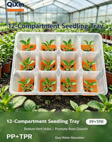Plateau de semis 12 cellules en PP+TPR double matériau avec trous de drainage pour l'aération des racines, kit de germination de plantes réutilisable et flexible
