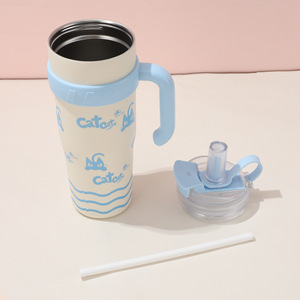 40oz Portable Stainless Steel Vacuum Insulated Tumbler Giant Thermos <b>Cup</b> Handle High Aesthetic Value Car Ice Cream <b>Cold</b> - Product Image 5