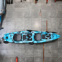 Vente d'usine, canoë à ailerons 2 places de 13,4 pieds, coque en HDPE PE, kayak à pédales à clapets pour 2 personnes, pour la navigation en mer, avec accessoires de kayak