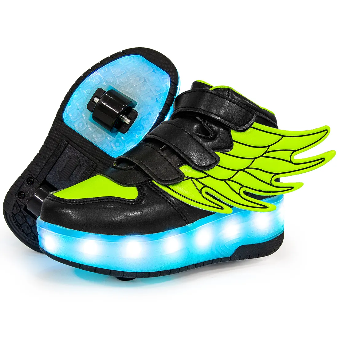 Kids Led Shoes High Top Sneakers Light Up Kick Roller Skate Shoes Party Dance with Wheels Lighting Outdoor Sports Casual Shoes