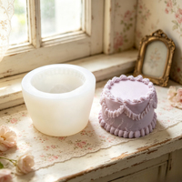 Moule en silicone 3D Cœur d'amour pour gâteau, décoration de gâteau, bougie d'aromathérapie, et création de motifs en sucre DIY