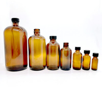 Bouteille en verre ronde boston, 1/2 oz, 1oz, 2 oz, 4 oz, 8 oz, 16 oz, 25 oz, 32 oz, marron ambre, 8 oz