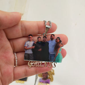 Collar con foto personalizada y foto de la familia, colgante con espejo acrílico con foto personalizada, imagen, regalo de joyería, retrato con nombre - Product Image 4