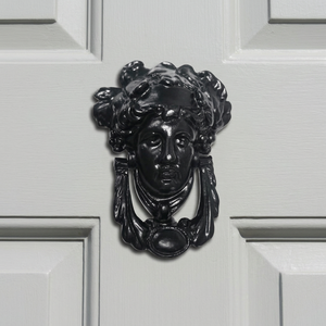Timbre de puerta victoriano de hierro fundido negro con anillo, estilo antiguo, herrajes exteriores - Product Image 2