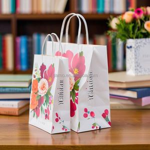 Sacs de courses en kraft écologiques haut de gamme, impression offset, épaisseur personnalisée, logo pour le transport de fleurs, sushis, lait, emballage cadeau - Product Image 4