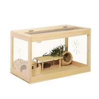 Cage d'élevage et habitat de luxe en bois, panoramique, transparente, empilable et durable pour cailles à boutons et hamsters