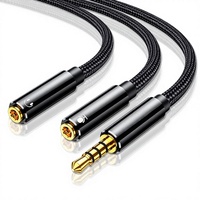 2-in-1 Computer-Headset-Adapter Kopfhörer-Mikrofon Y-Splitter-Kabel 3,5mm AUX Stereo-Audio Stecker/Buchse Mikrofonanschlüsse aus Kupfer