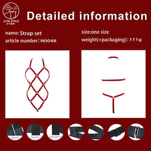 JINZHU Combinaison moulante rouge séduisante de style européen et américain, trois pièces, avec bretelles de bondage pour <span class=keywords><strong>porte</strong></span>-jarretelles - Product Image 4