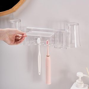 Suporte Para Escova De Dentes Portable Toothbrush Tooth Brush <b>Holder</b> With <b>Toothpaste</b> Dispenser Cups Wall Mounted - Product Image 5