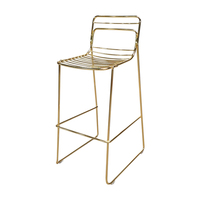 Tabouret de bar en fil de fer massif doré avec dossier pour café, restaurant, bar et lieux d'événements